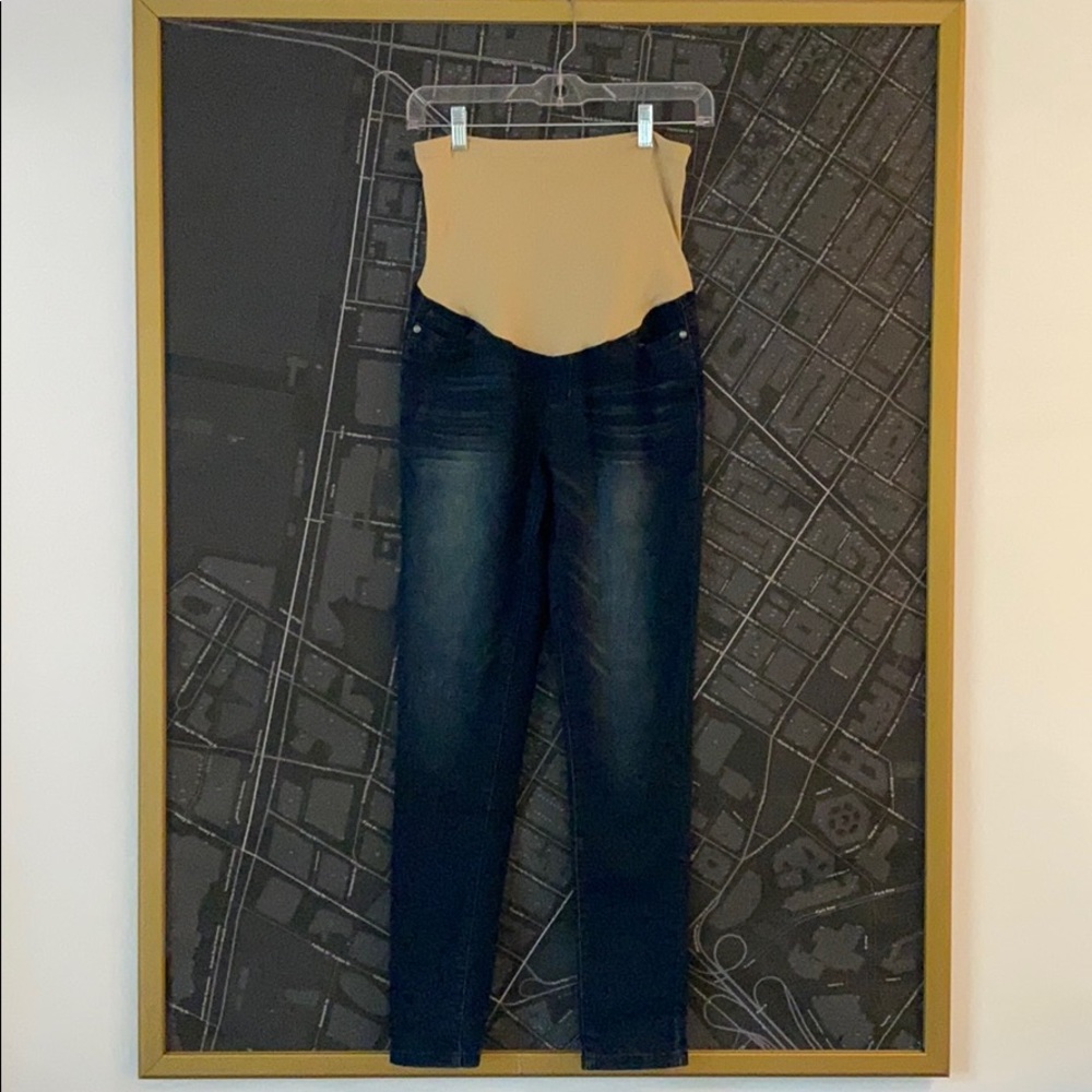 NWOT HOT KISS Maternity denim leggings sz L